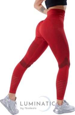 Sportlegging Dames – Fitness Legging – Yoga Legging – High Waist Sport Legging – Anti Cellulite – Shapewear Dames – Push Up – Butt Lifter – Sportkleding Dames – Booty | Luminatic® | Rood | M
