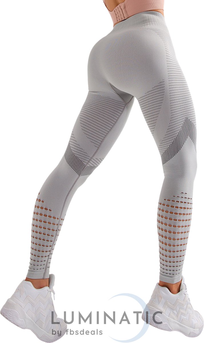 Sportlegging Dames - Yoga Legging - Fitness Legging - Legging Dames - Sport Legging - Shapewear Dames - Booty Legging | Luminatic® | Licht Grijs | Maat M