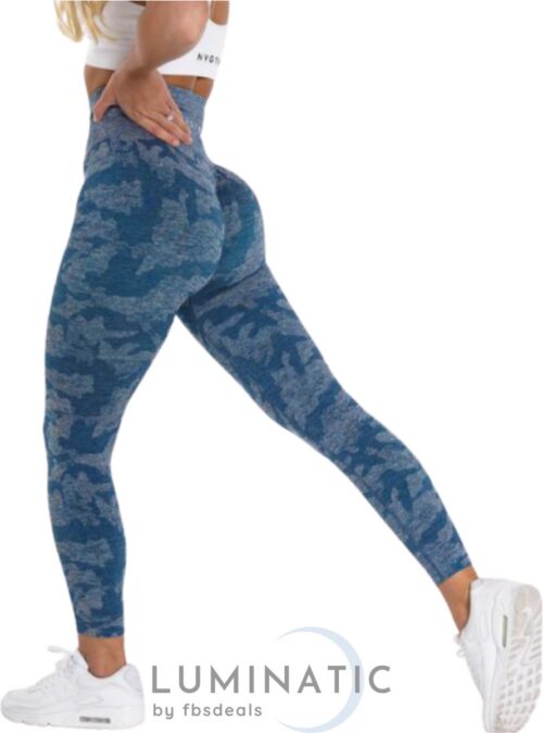 Sportlegging Dames - Yoga Legging - Fitness Legging - Legging Dames - Sport Legging - Shapewear Dames - Camouflage Broek - Camo | Luminatic® | Blauw | Maat M