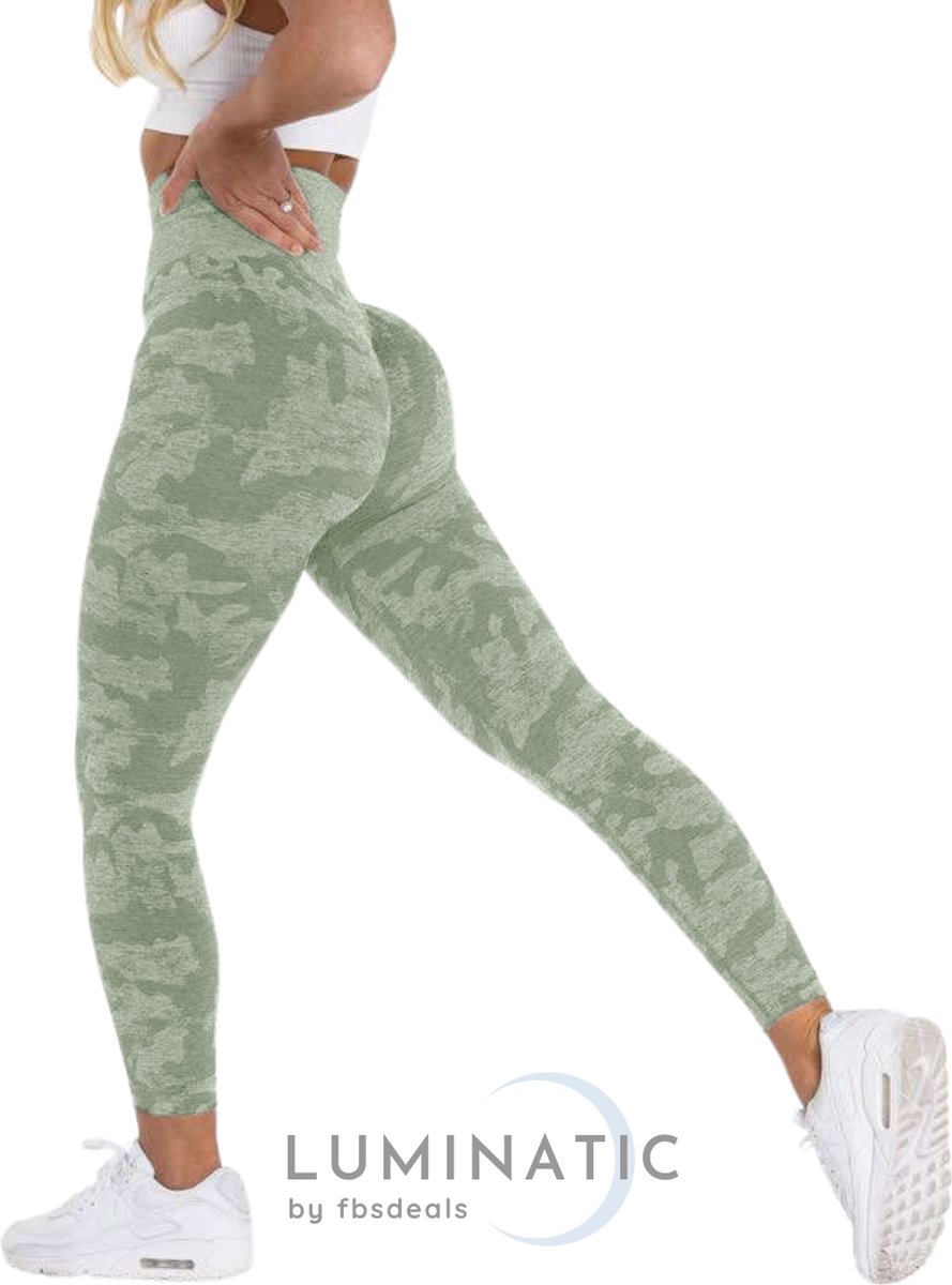 Sportlegging Dames - Yoga Legging - Fitness Legging - Legging Dames - Sport Legging - Shapewear Dames - Camouflage Broek - Camo | Luminatic® | Groen | XS