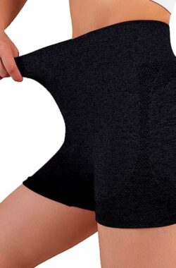 Team Bicep Yoga Broek – Dames Korte Sportbroek – Zwart – L/XL – Hoge Taille – Comfortabele Stretch – Duurzaam – Workout en Hardlopen – Yoga Shorts