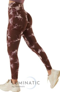 Yoga Legging – Fitness Legging – Sportlegging Dames – Tie Dye – High Waist Legging – Yoga Kleding Dames – Yoga Broek Dames – Sportkleding Dames – Sportbroek Dames – Legging & Shapewear Dames | Luminatic® | Bruin | M