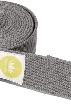 Yoga Riem Antraciet – 100% BIO katoen (KBA) – GOTS – voor betere rek – voor beginners en gevorderden – yogariem met metalen sluiting [250 x 3,8 cm] – yoga belt – yoga gordel – yoga strap – stretch strap