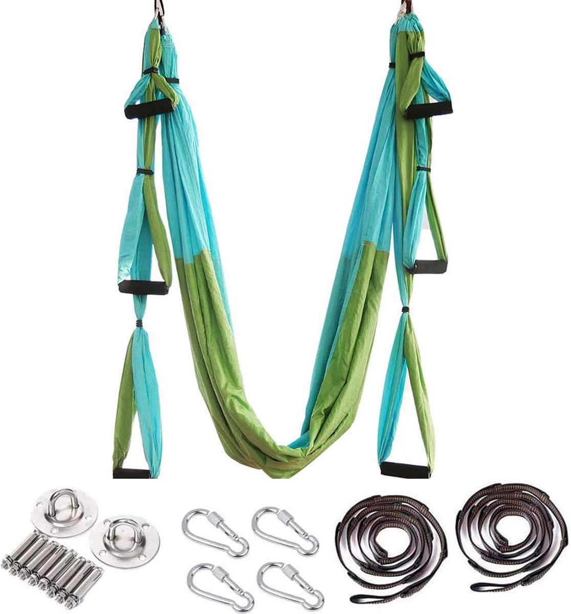 Yoga hangmatset antenne, aerial yoga handdoek, aerial yoga hangmat met draagtas en verlengbanden