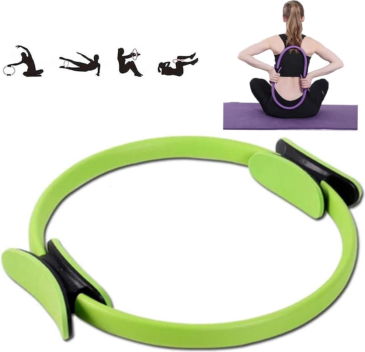 Yogacirkel voor fitness, Pilates-ring, volledige lichaamstraining, trainingsring met hoge sterkte voor het aanpassen van de houding, flexibel.
