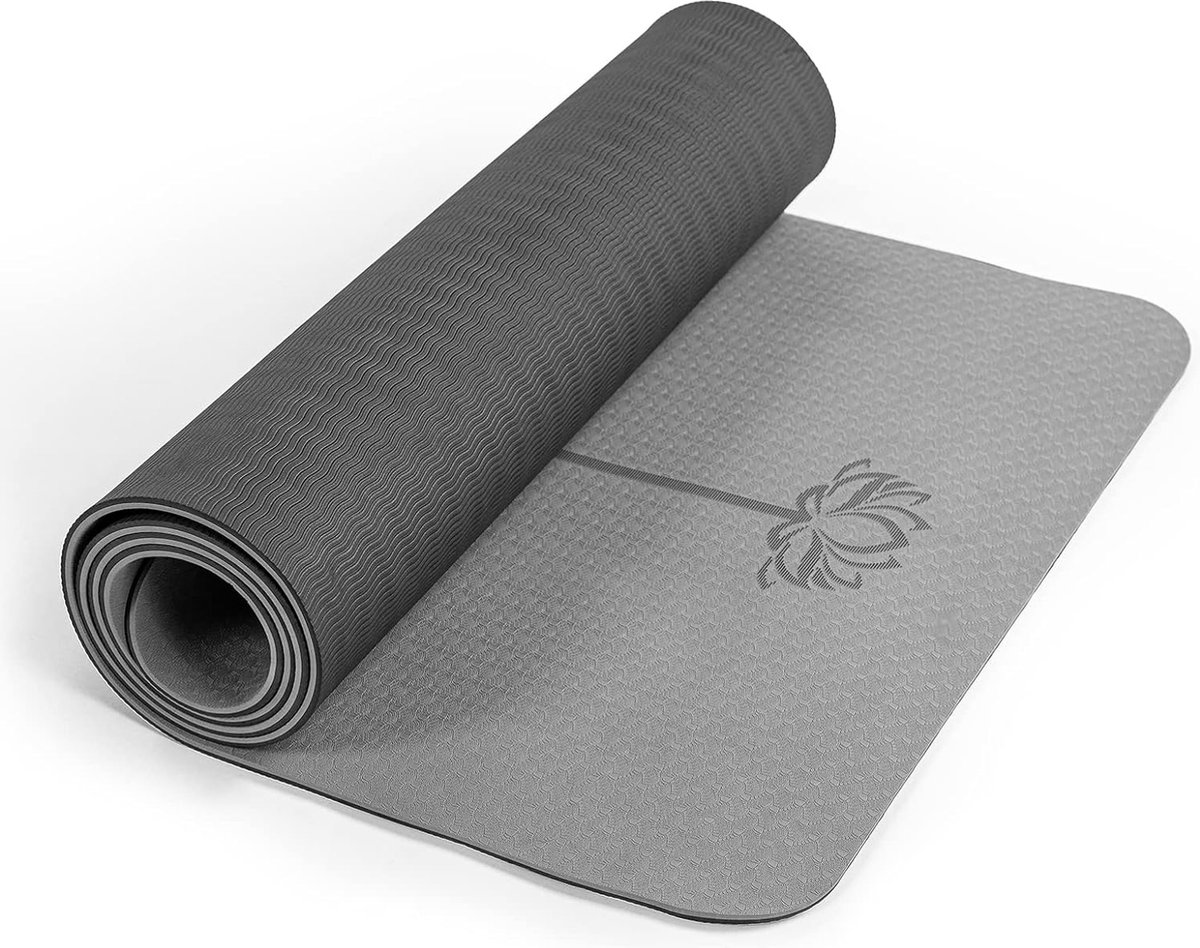 Yogamat antislip gymnastiekmat TPE fitnessmat voor yoga Oefenmat met draagriem sportmat 183 cm x 61 cm x 0,6/0,8 cm