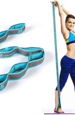 Yogaset, yoga-stretchband met 8 lussen, wasbaar, gemakkelijk te dragen en zeer elastische gymnastiekgordel, ideale stretchband voor warme yoga