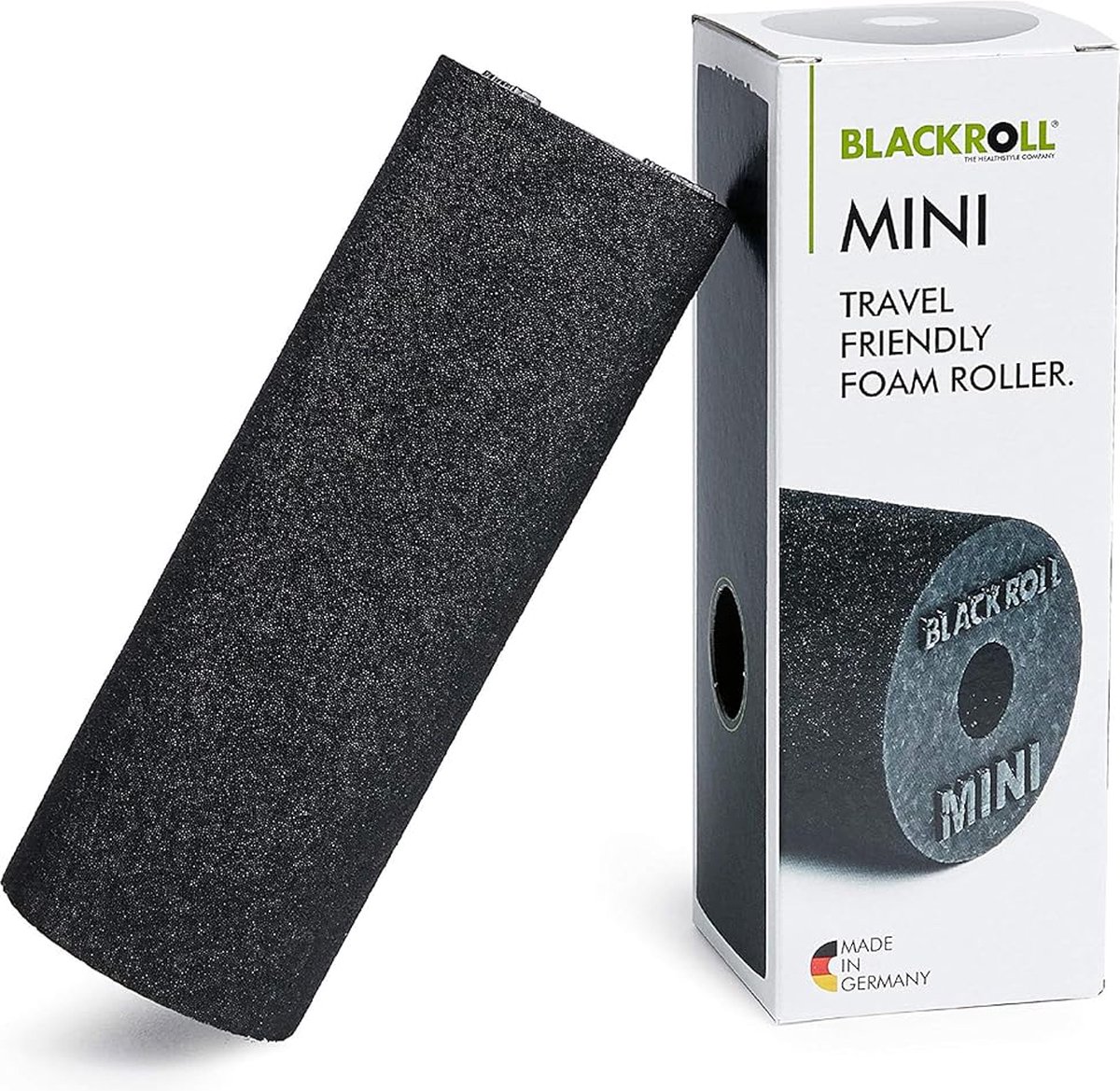 BLACKROLL® MINI foamroller voor gerichte zelfmassage van spieren - zwart, 15 cm x 5 cm