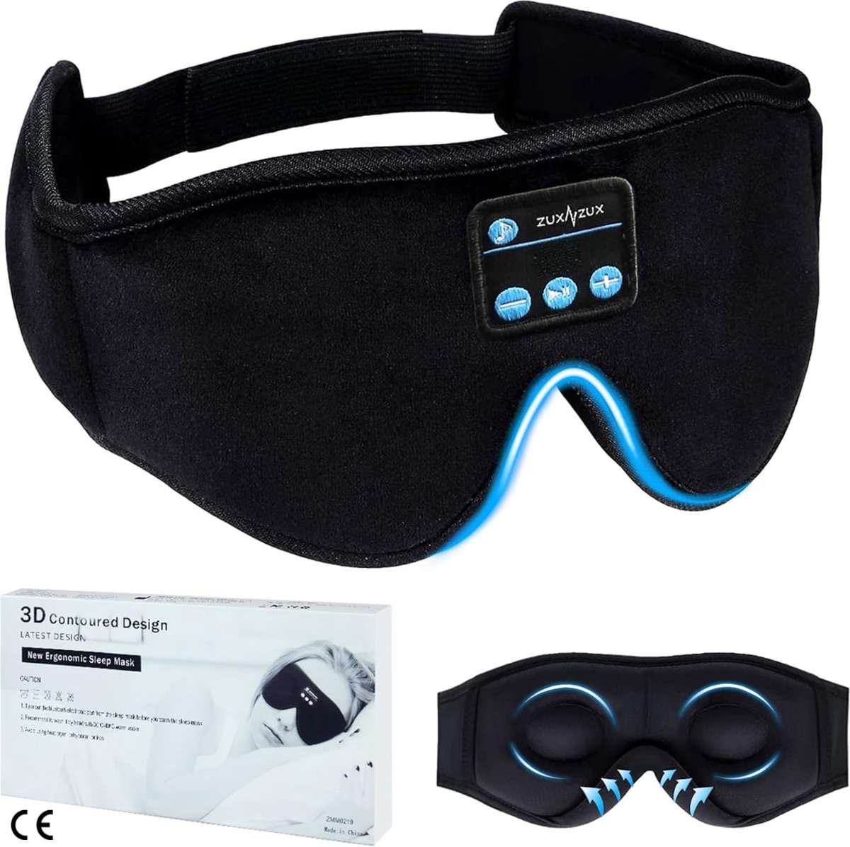 Bluetooth Slaapmasker 3D Oogmasker met Hoofdtelefoon - Comfortabel en Verstelbaar - Ideaal voor Reizen, Siësta, Yoga, Vliegtuigreizen, Meditatie - Geschikt voor Dames en Heren - Zwart