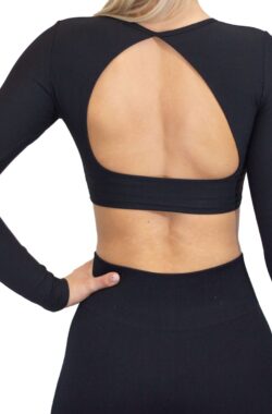 Fittastic Sportswear Longsleeve Backless Top Black – Zwart – S
