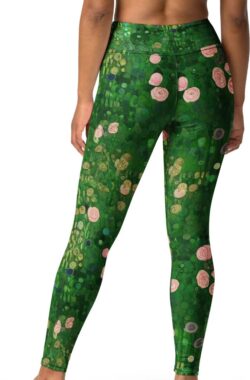 Gustav Klimt ‘Rozenstruiken onder de Bomen’ (“Rosebushes under the Trees”) Beroemde Schilderij Yoga Leggings | Premium Kunst Yoga Legging Dames | L