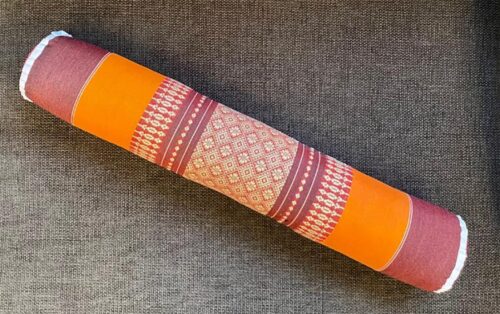 Knierolkussen - Bolster mini Yoga en meditatie - Kapok - Thais design - Oranje (8x8x50cm)
