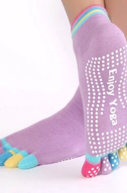 New Age Devi – Yoga sokken met anti-slip – paars met gekleurde tenen – maat 36-40