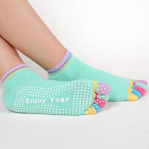New Age Devi - Yoga sokken met anti-slip - turqoise met gekleurde tenen - maat 36-40