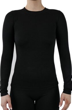 Pretty Polly T-Shirt – Active Wear – Lange Mouwen – Ronde Hals – Zacht – Naadloos – Ademend – Gerecycled Garen – Yoga – Pilates – M/L – Zwart