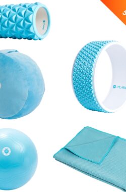 Pure2Improve 5-Delige Yoga Set – Blauw – Yoga Roller – Yoga Handdoek – Yoga Bal – Yoga Kussen – Yoga Wiel