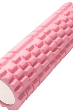 Roze fasciarol sport schuimrol voor Pilates en yoga oefeningen