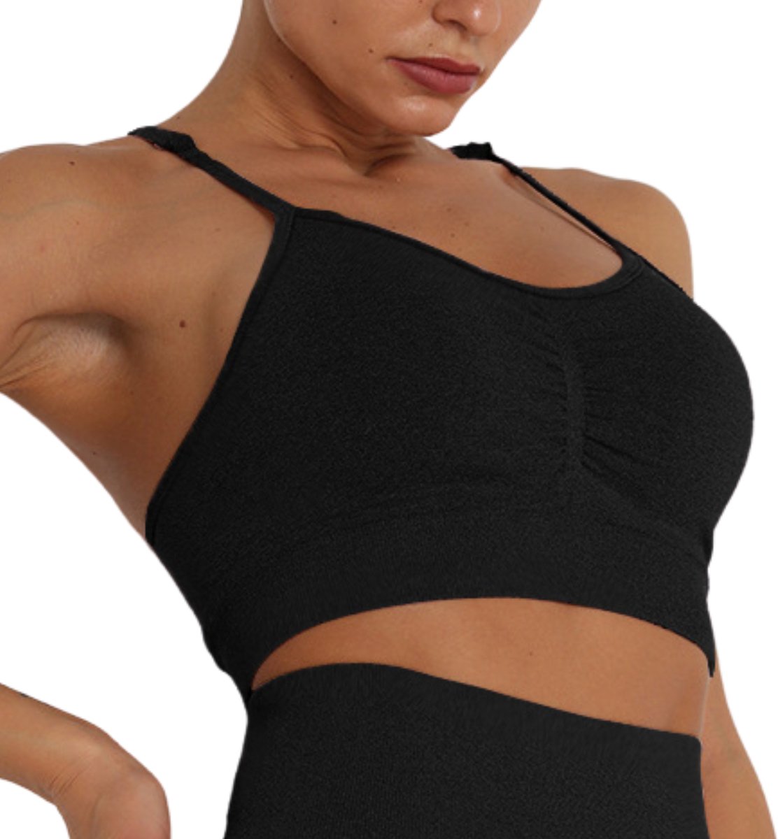 Sport BH zonder beugel - Maat S - Zwart - Extra comfortabele Sport BH - sport bh dames - shock absorber - seamless - sport top