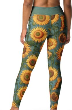 Vincent van Gogh ‘Zonnebloemen’ (“Sunflowers”) Beroemde Schilderij Yoga Leggings | Premium Kunst Yoga Legging Dames | L