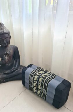 Yoga blok – Traditionele Thaise Kapok Yoga Ondersteuning Blok Kussen – Meditatie Kussen Rechthoek – 35x15x10cm – Grijs/zwart