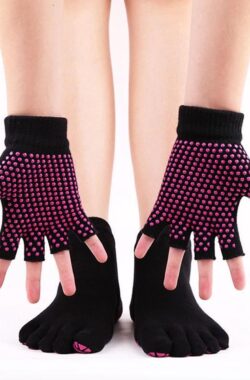Yoga sokken en handschoenen – Sportsokken Antislip – Zwart – One size