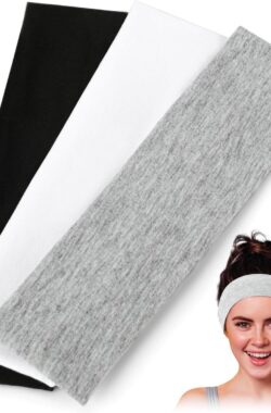 3 Stuks Elastische Sporthoofdbanden voor Dames en Heren – Antislip Haarbanden voor Fitness – Zwart Wit Grijs – Ideaal voor Hardlopen, Yoga en Fietsen