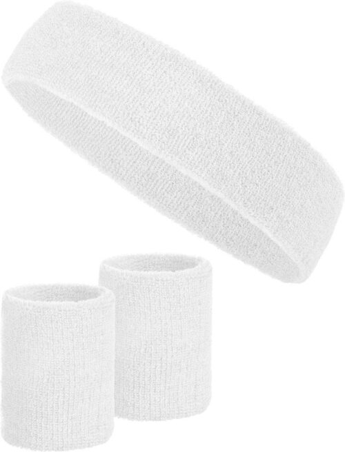 3-delige zweetbandset met 2 x zweetbanden voor de polsen + 1 x hoofdband voor dames en heren