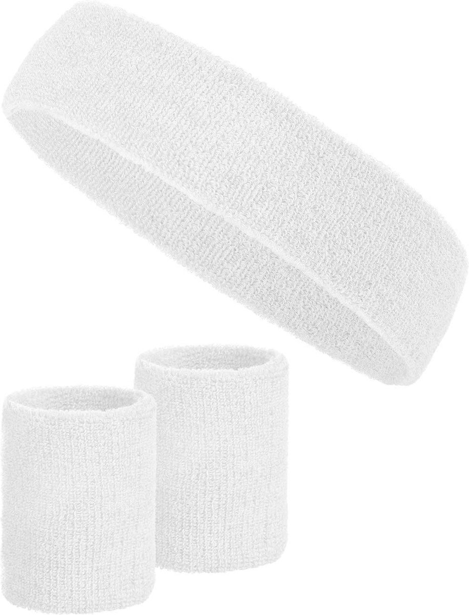 3-delige zweetbandset met 2 x zweetbanden voor de polsen + 1 x hoofdband voor dames en heren