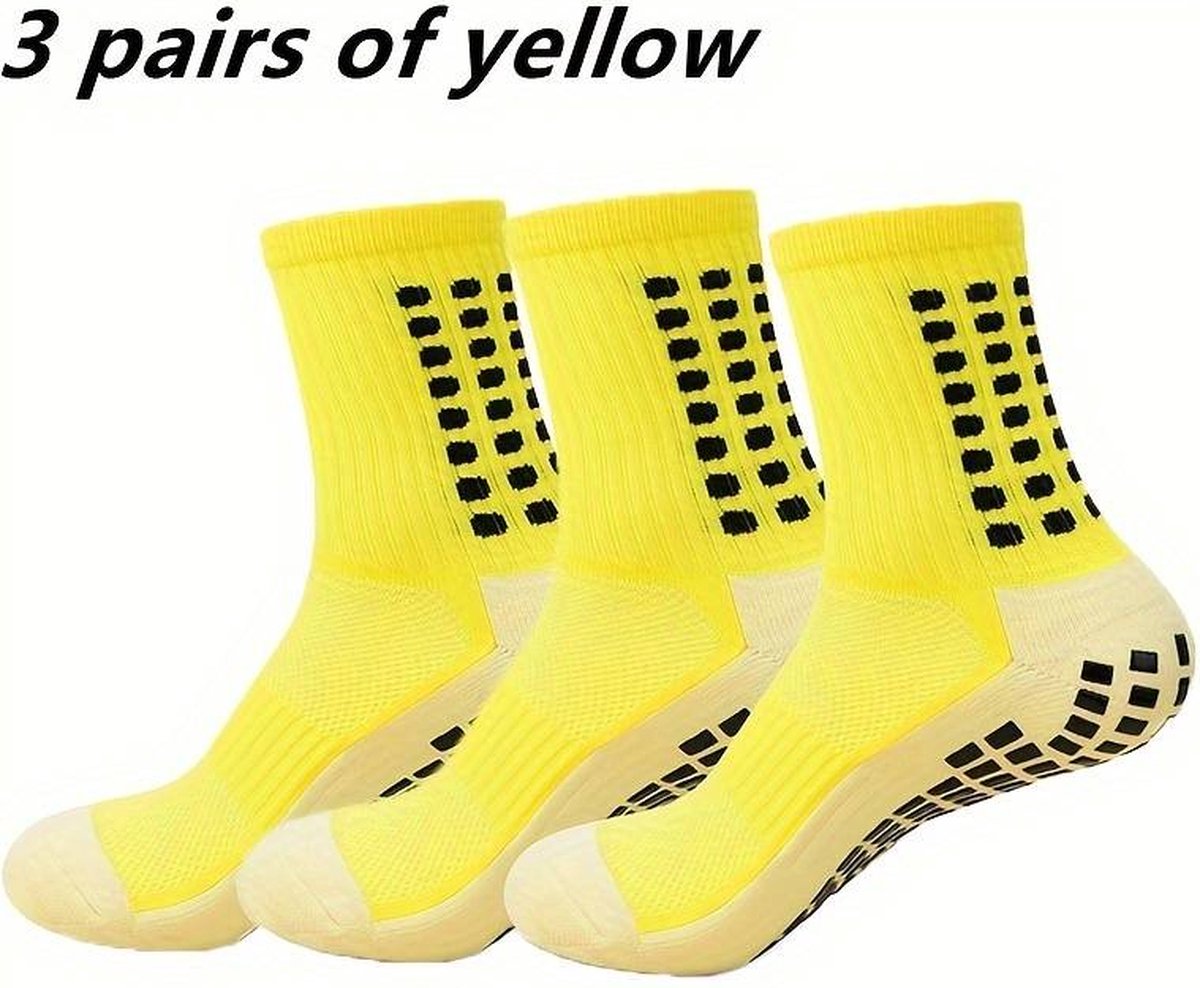 3-pack gripsokken - geel - voetbal - grip sokken - sport - Kleijn Sports