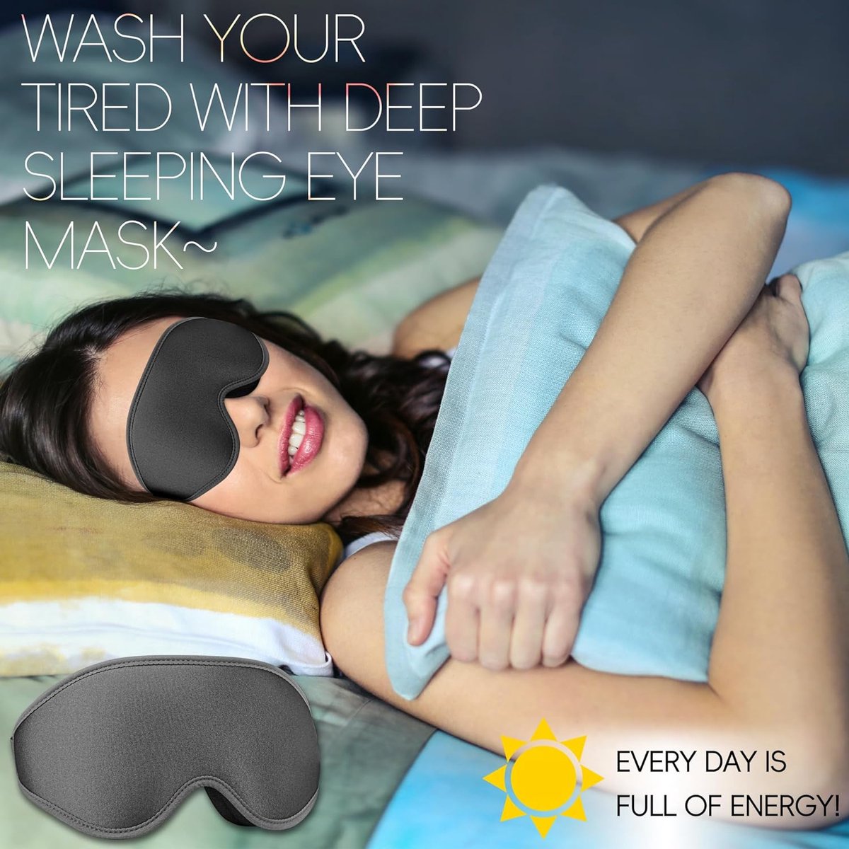 3D-slaapmasker met verstelbare riem, voorgevormd oogmasker voor zijslapers, slaapbril voor dames, comfortabel zacht, verduisterend voor slapen, reizen, dutjes, heren en vrouwen, grijs