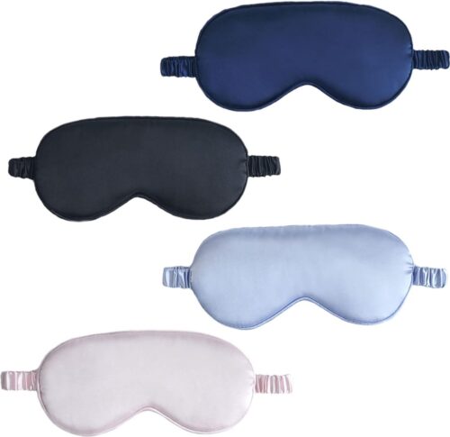 4-pack slaapmasker, zijden oogmasker, superzachte oogmaskers met verstelbare riem, lichtgewicht comfortabele blinddoek, perfecte blokverlichting voor nacht, reizen, dutje, meditatie (4 stuks)