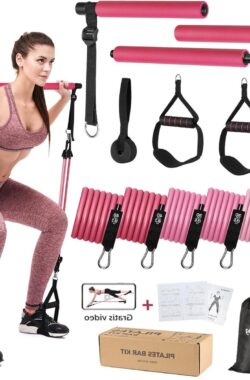 ALongSong Pilates Stick met 6 weerstandsbanden – volledige lichaamstraining – thuis fitnessapparatuur – mannen en vrouwen