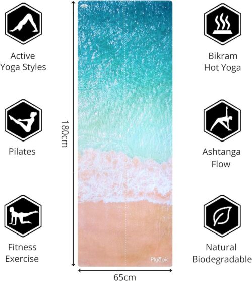 All-in-One Yoga Mat | Zweet-Grip Mat/Handdoek Combo | Milieuvriendelijk Natuurlijk Rubber | Beste voor Yoga, Pilates, Oefening, Fitness, Bikram en Hot Yoga