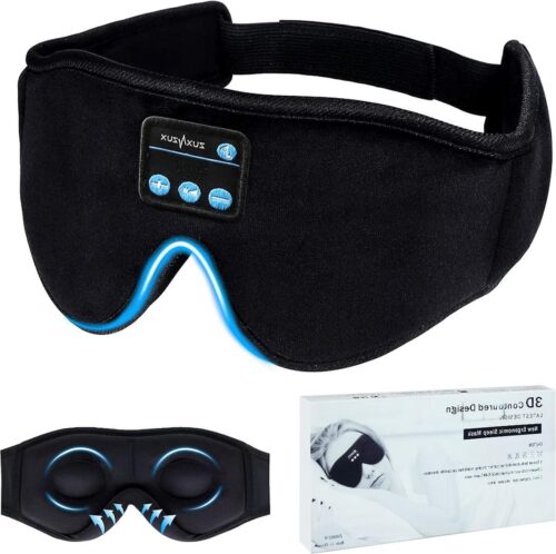 Bluetooth slaapmasker 3D oogmasker met hoofdtelefoon verstelbaar voor reizen Siesta Yoga zijslaper vliegtuig slaap meditatie dames heren zwart - comfortabel draagbaar.