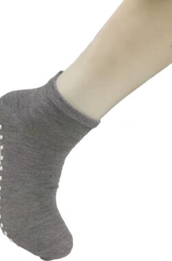 Brulo -anti slip sokken – 3 paar laag – yoga – pilates – enkelsokken – Unisex – grijs -maat 39-42