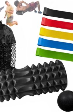 EVA-schuim massage roller voor spiertraining en fitness met elastische weerstandsbanden – myofasciale massagebal met dubbele bal ontwerp stretching foam roller