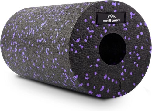 Fasciarol 30 cm medium hard zwart-paars + boekje - professionele foam roller voor rug wervelkolom yoga massage fitness stretching foam roller