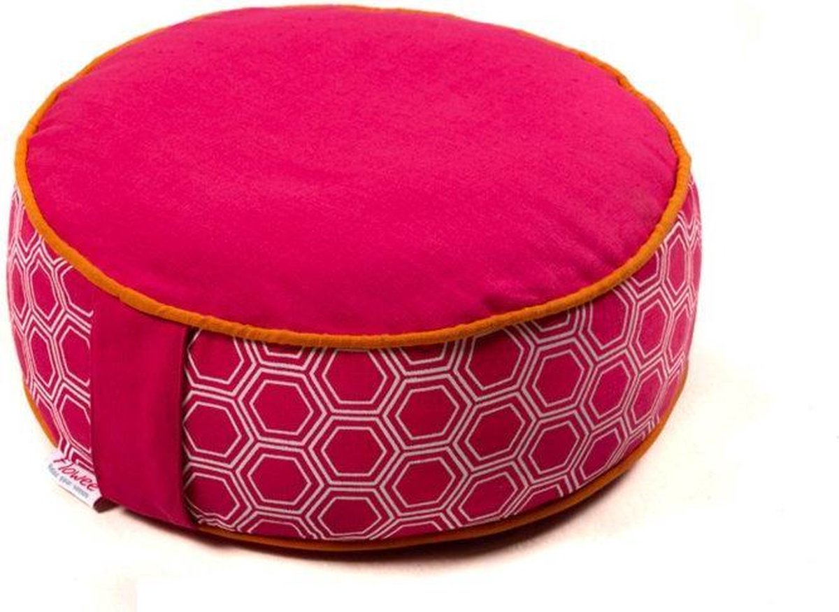 Flowee Meditatiekussen rond - Fuchsia - 33cm x 15cm - Yogakussen