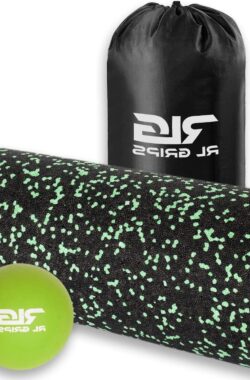 Foam Roller 30 cm RL Grips™ met massagebal 63 cm – rol voor schuim- en lacrossebal voor zelfmassage – mobiliteitsrol en bal voor spierpijn (groen) stretching foam roller