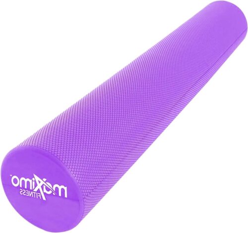 Foamroller 90 cm - Maximo Fitness - triggerpoint zelfmassage - spierspanningverlichting - rug benen trainingen - sportschool pilates yoga - paars stretching foam roller