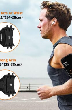 Gsm-armband joggen, 360 ° draaibare afneembare mobiele telefoonhoes joggen universele telefoonhouder 4 ”-6,5″ sportarmband mobiele telefoon lopen wandelen klimmen fitness