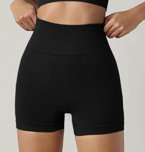 Gym Revolution - Korte Sportlegging dames - Korte Sportbroek dames - Sportkleding dames - Sportlegging - Sportlegging dames high waist - Hardloopbroek dames - yoga legging dames - Zwart Maat S