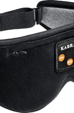 Kabray Slaapmasker met Bluetooth – Draadloos Muziekoogmasker met Stereoluidsprekers – Zijslapers – Luchtreizen – Yoga – Meditatie