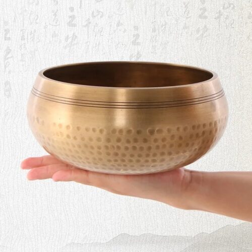 Klankschaal - Soundbowl - Handpan - Koper - 11cm - Aanstrijkhout met leer - Handgemaakt - Yoga - Meditatie - Budhha - Chanting Bowl - Tibetaanse Klankschaal
