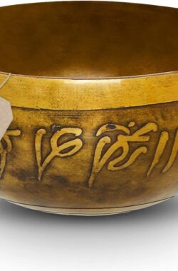Klankschaal bloem van het leven Ø 10 cm 400 gram antiek oppervlak – Tibetaanse yoga meditatie ontspanning professionele kwaliteit singing bowl set