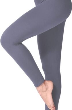 Legging met Hoge Taille voor Vrouwen – Boterachtig Zacht Niet Transparante Legging Voor Buikcontrole, Plus-maat Workout Gym Yoga Rekbare Broek – kleur donkergrijs – maat S,M