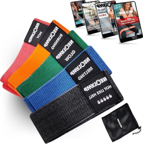 Miniband resistance band gemaakt van stof - E-book met meer dan 100 oefeningen - Weerstandsbanden fitness banden - Resistance bands set - Weerstandsbanden stof - Weerstandsbanden fitness - NEOLYMP