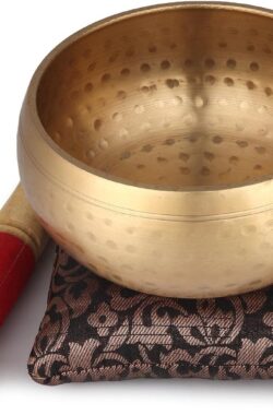 Mooie nieuwe hand gehamerd messing klankschaal – Tibetaanse meditatie yoga klankschaal – 55 inch singing bowl set