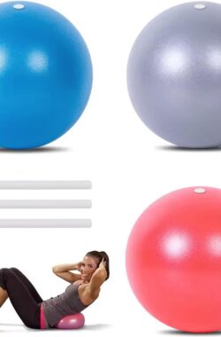 Oefenbal kleine pilatesbal, 3 stuks yogaballen 20 cm, pilatesbal met opblaasbaar rietje, oefenballen, fitnessbal, gymbal, kleine oefenbal voor thuis, fitness, balanstraining