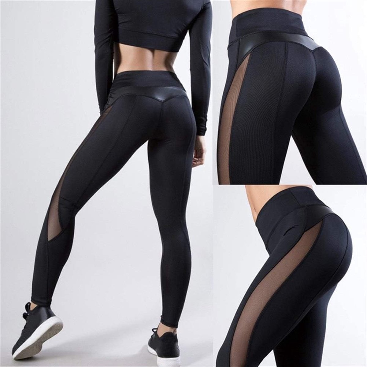 Sexy yoga broek - Sportlegging - Yoga - mesh naadloze - Fitness Gym - Scrunch Butt - Dames Legging - Sportkleding broek - Fashion legging - Broeken - Gym Sports - Legging Fitness Wear - High Waist - zwart - maat S